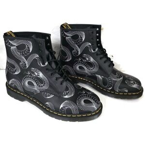 Dr. Martens 1460 Wild Serpent Smooth Black Lace Up Leather Boots Mens Size 12 M